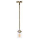Antiqued Brass And Clear Cylinder Iron Ceiling Light With Clear Shades