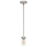 Nickel And Clear Cylinder Iron Ceiling Light With Clear Shades