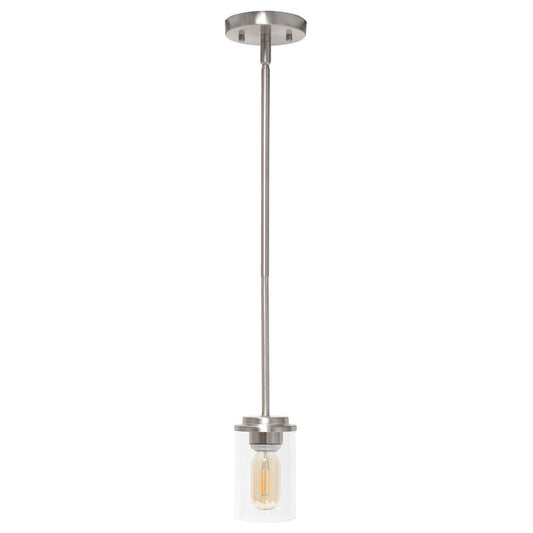 Nickel And Clear Cylinder Iron Ceiling Light With Clear Shades