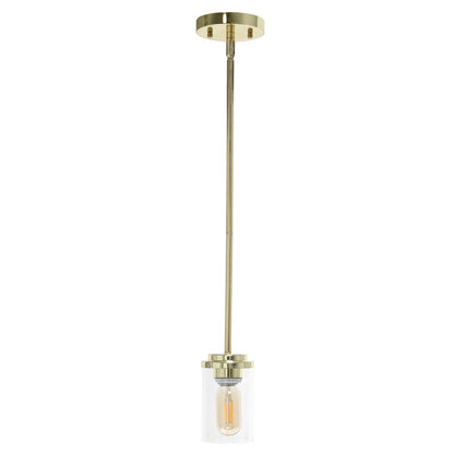 Gold And Clear Cylinder Iron Ceiling Light With Clear Shades