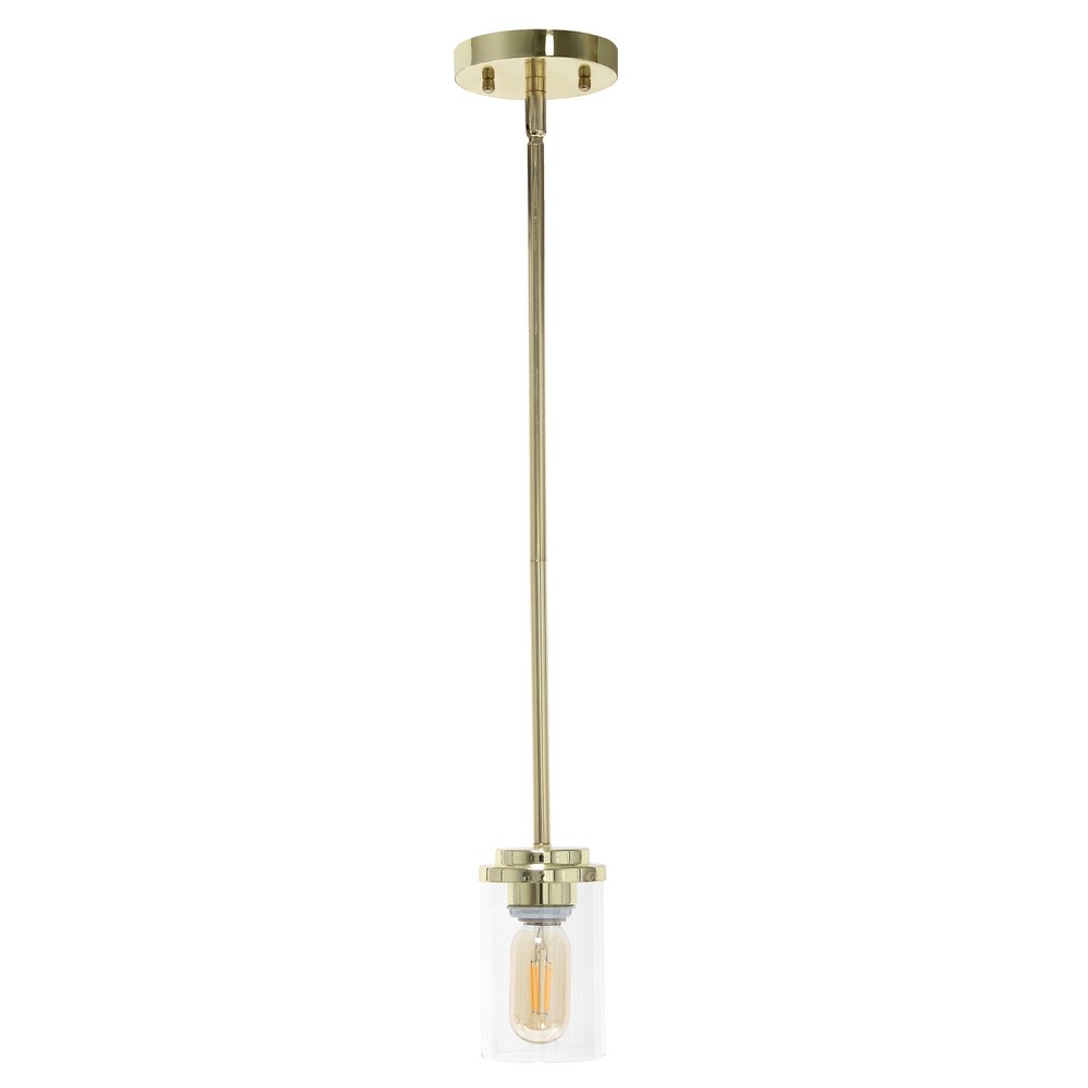Gold And Clear Cylinder Iron Ceiling Light With Clear Shades