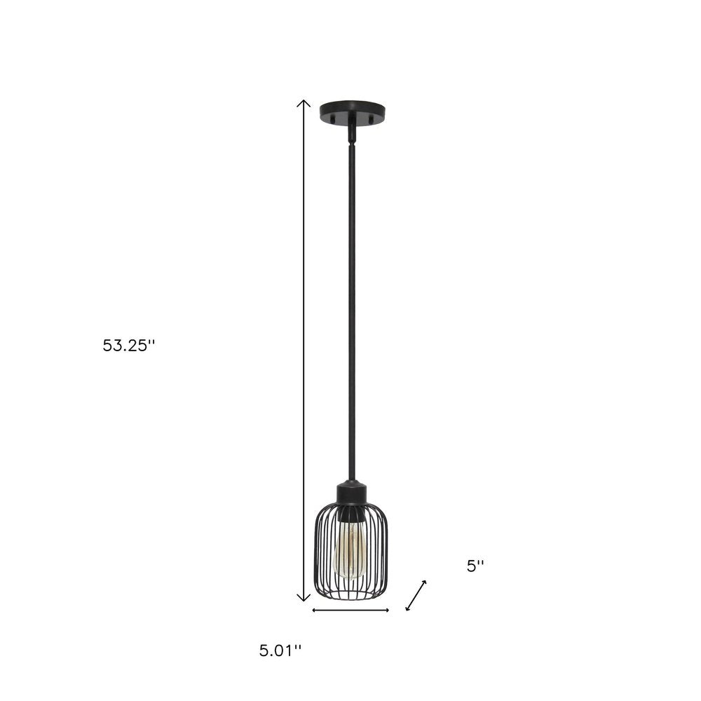 Black Caged Iron Ceiling Light With Black Shades