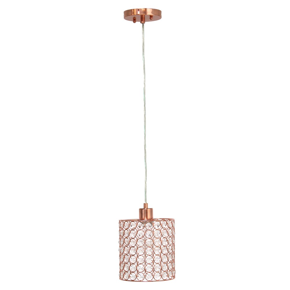 Rose Gold And Clear Cylinder Crystal Ceiling Light With Clear Shades