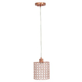 Rose Gold And Clear Cylinder Crystal Ceiling Light With Clear Shades
