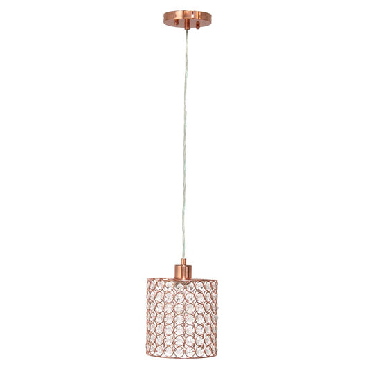 Rose Gold And Clear Cylinder Crystal Ceiling Light With Clear Shades
