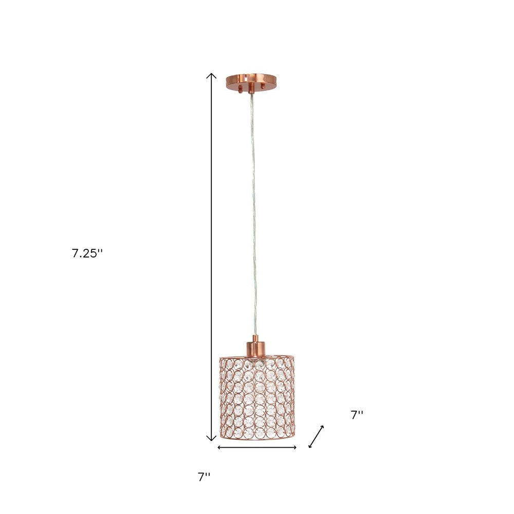 Rose Gold And Clear Cylinder Crystal Ceiling Light With Clear Shades