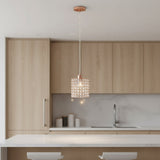 Rose Gold And Clear Cylinder Crystal Ceiling Light With Clear Shades