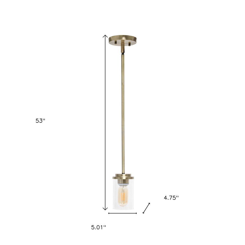 Antiqued Brass And Clear Cylinder Iron Ceiling Light With Clear Shades