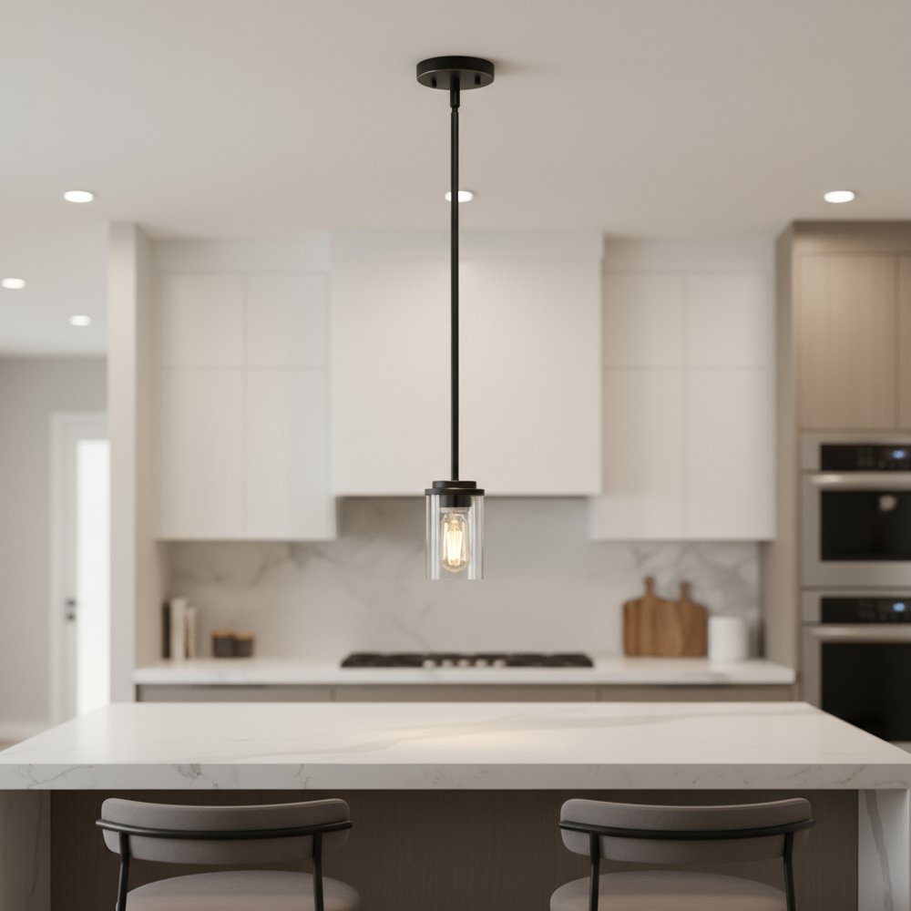 Bronze And Clear Cylinder Iron Ceiling Light With Clear Shades