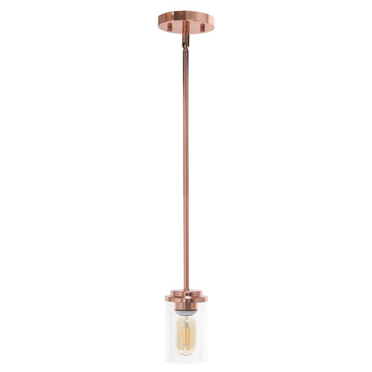 Rose Gold And Clear Cylinder Iron Ceiling Light With Clear Shades