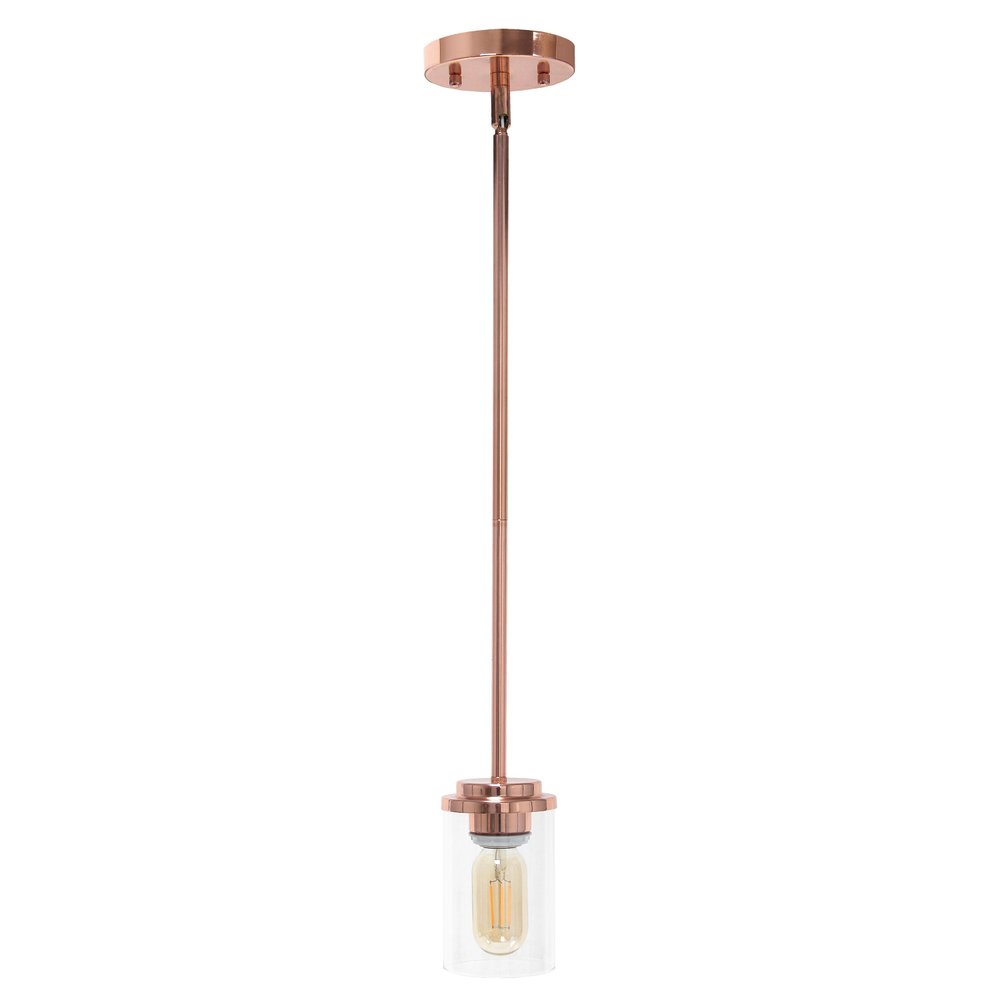 Rose Gold And Clear Cylinder Iron Ceiling Light With Clear Shades