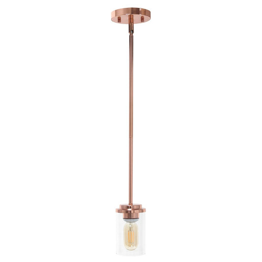 Rose Gold And Clear Cylinder Iron Ceiling Light With Clear Shades