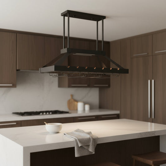 Bronze Kitchen Island Two Light Iron LED Edison Bulb Flush Ceiling Light