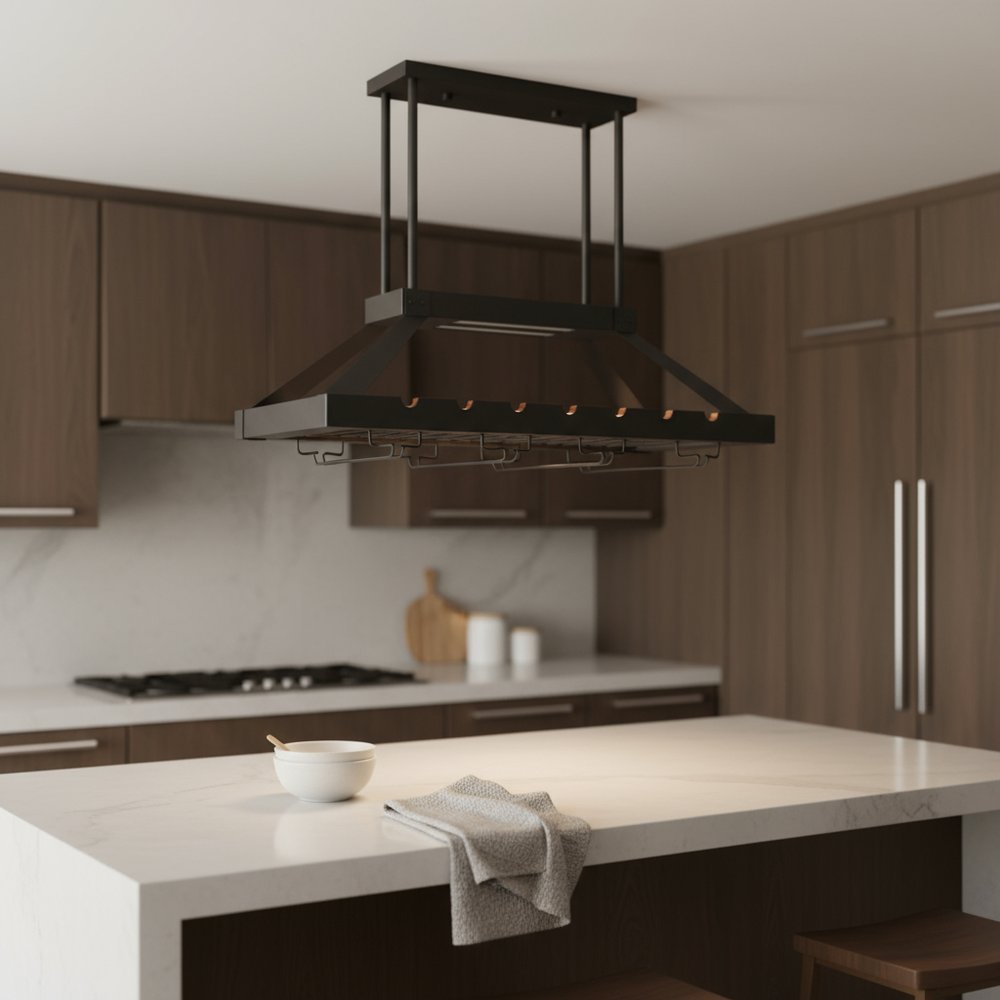 Bronze Kitchen Island Two Light Iron LED Edison Bulb Flush Ceiling Light