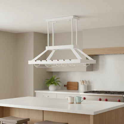 White Kitchen Island Two Light Iron LED Edison Bulb Flush Ceiling Light