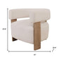 31" White and Brown Boucle and Solid Wood Arm Chair