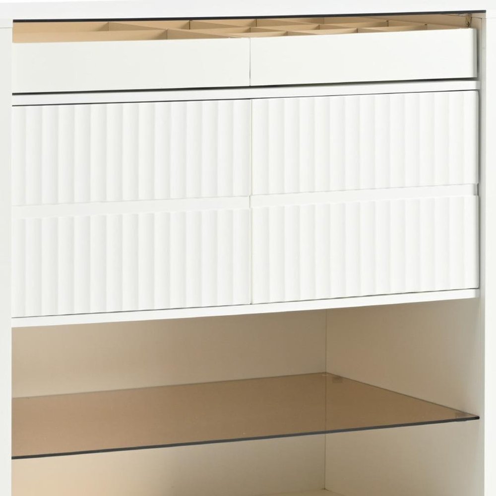 33" White Wood And Glass Six Drawer Island Vanity Dresser