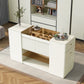 33" White Wood And Glass Six Drawer Island Vanity Dresser