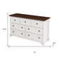 61" White And Walnut Wood Seven Drawer Captains Dresser