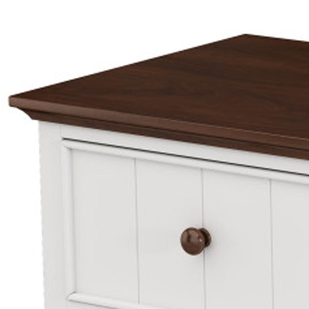 61" White And Walnut Wood Seven Drawer Captains Dresser