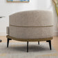 29" Beige Camel and Black Tufted Linen Solid and Manufactured Wood Barrel Chair