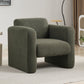 31" Olive Green Boucle Upholstered Arm Chair And Toss Pillow