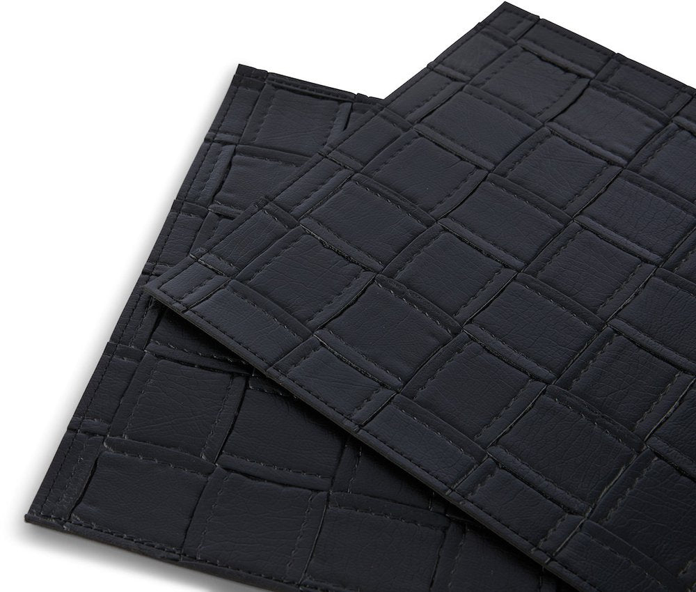 18" Set of Four Black Basketweave Faux Leather Placemats