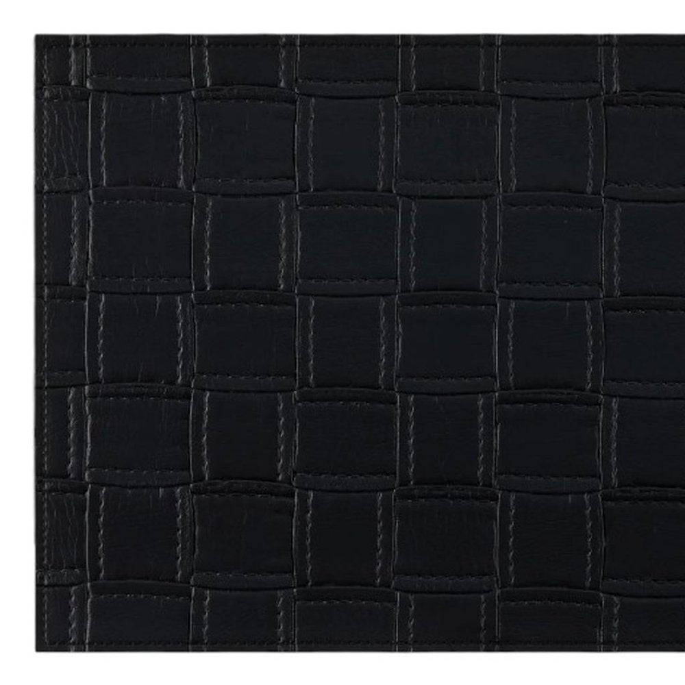 18" Set of Four Black Basketweave Faux Leather Placemats