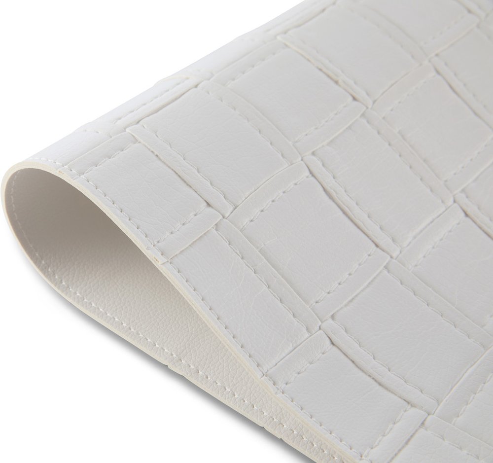 18" Set of Four White Basketweave Faux Leather Placemats