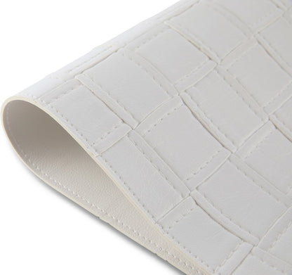 18" Set of Four White Basketweave Faux Leather Placemats