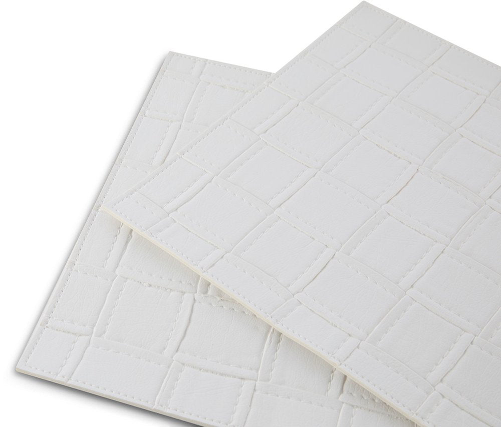 18" Set of Four White Basketweave Faux Leather Placemats