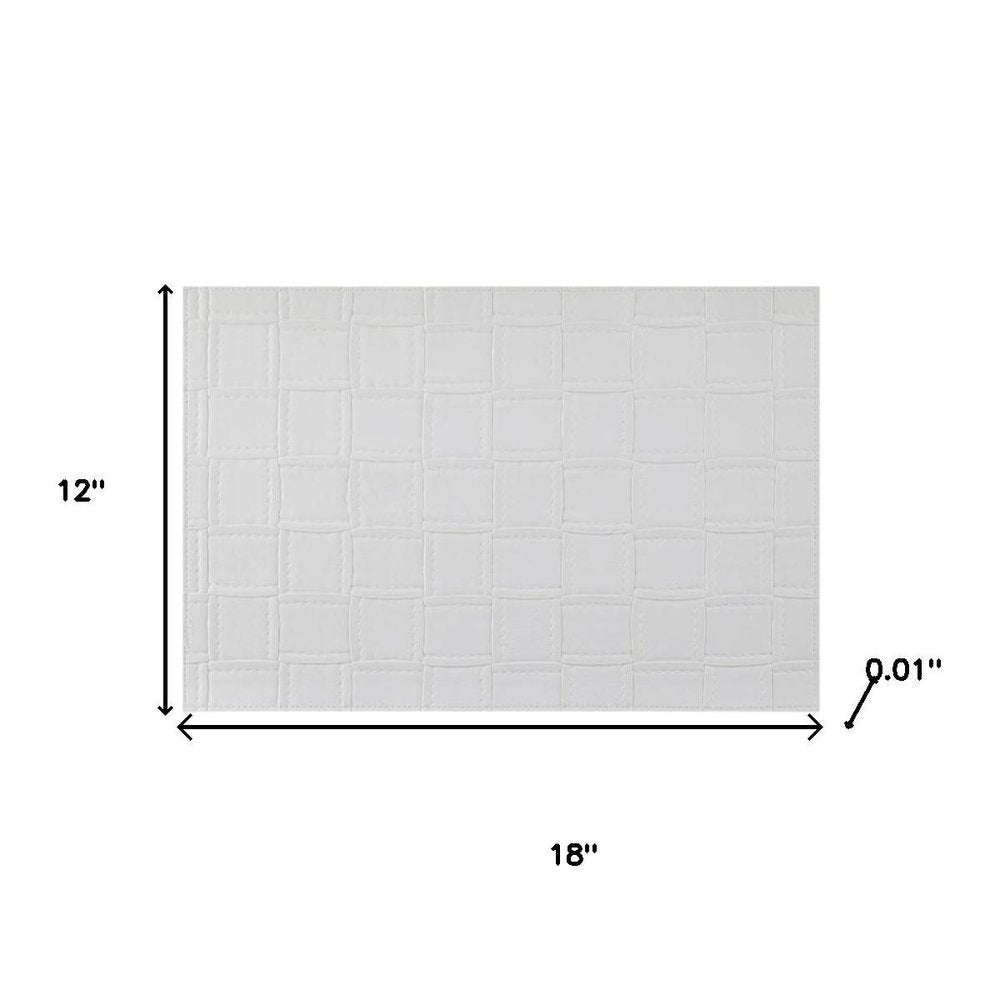 18" Set of Four White Basketweave Faux Leather Placemats