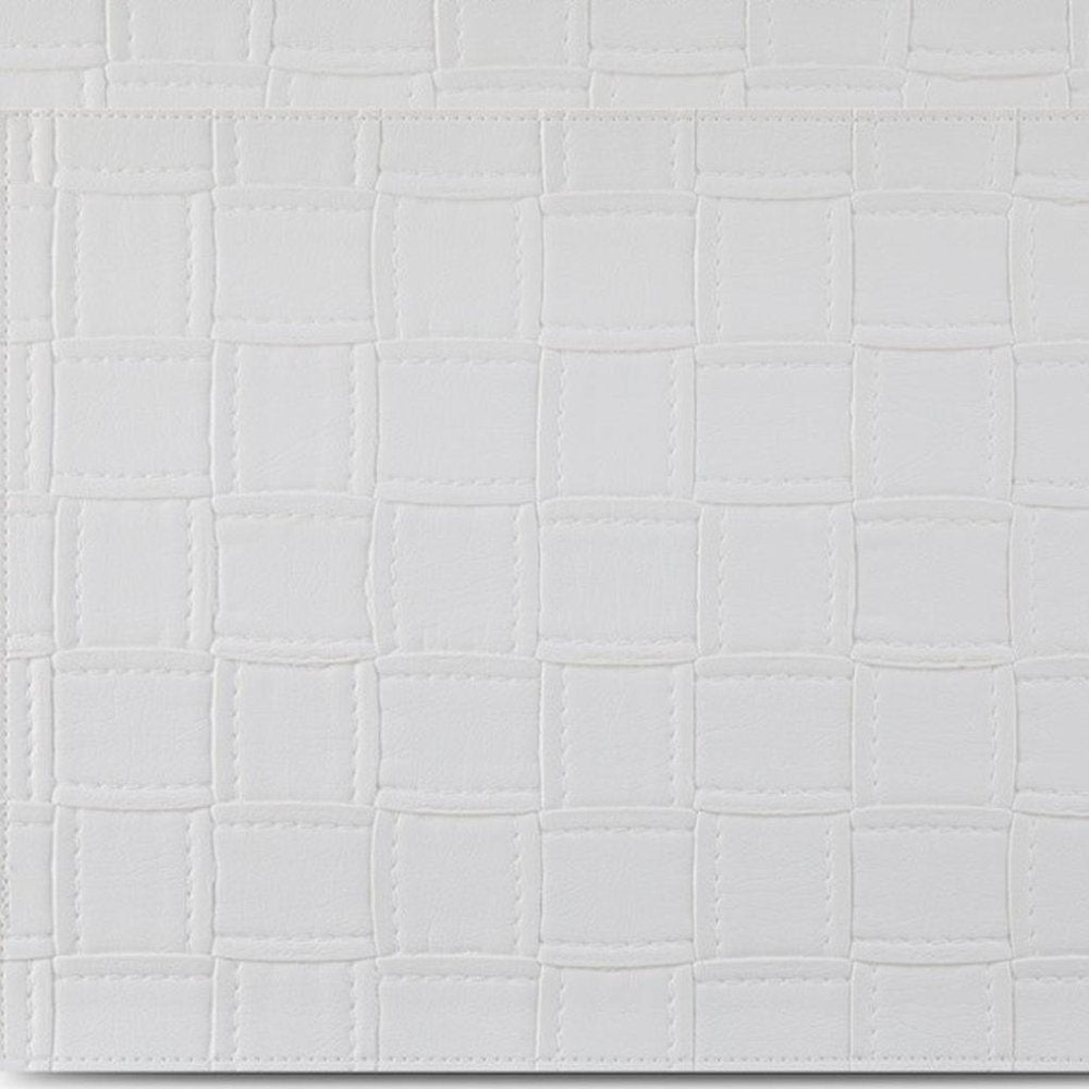 18" Set of Four White Basketweave Faux Leather Placemats