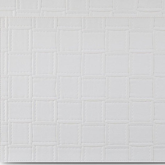 18" Set of Four White Basketweave Faux Leather Placemats