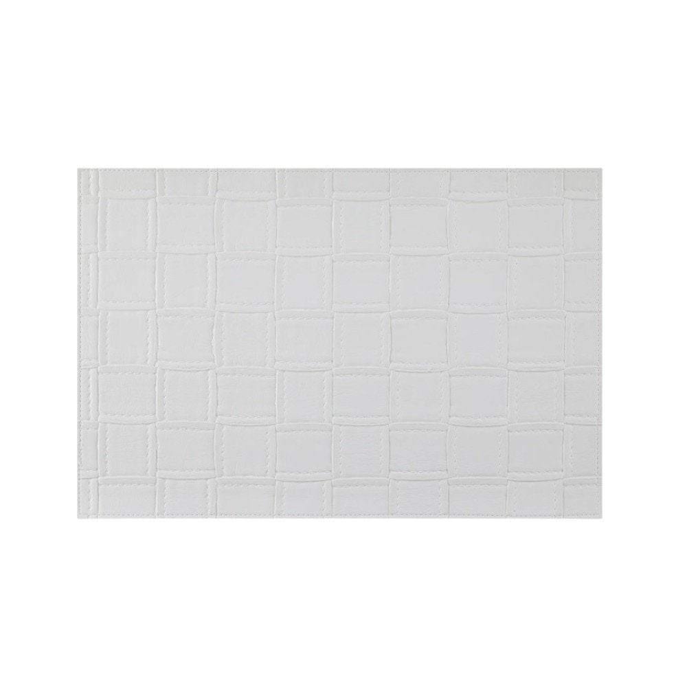 18" Set of Four White Basketweave Faux Leather Placemats