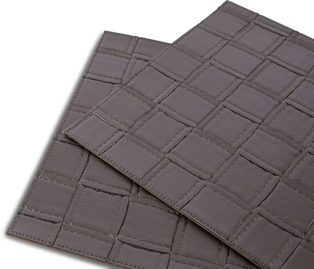 18" Set of Four Espresso Basketweave Faux Leather Placemats