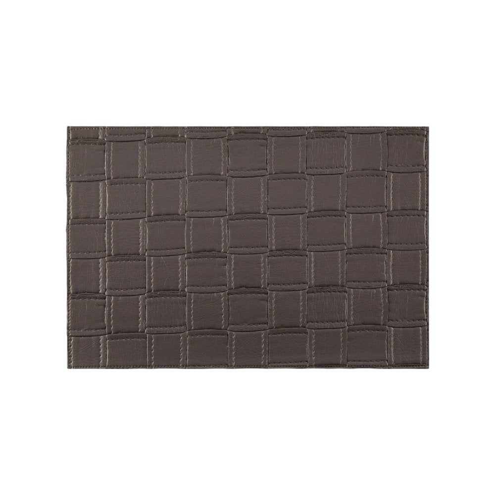 18" Set of Four Espresso Basketweave Faux Leather Placemats