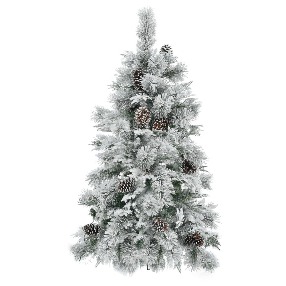 4' Pre Lit Extra Full Frosted Pine Christmas Tree With Decorations