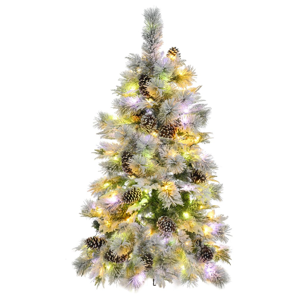 4' Pre Lit Extra Full Frosted Pine Christmas Tree With Decorations