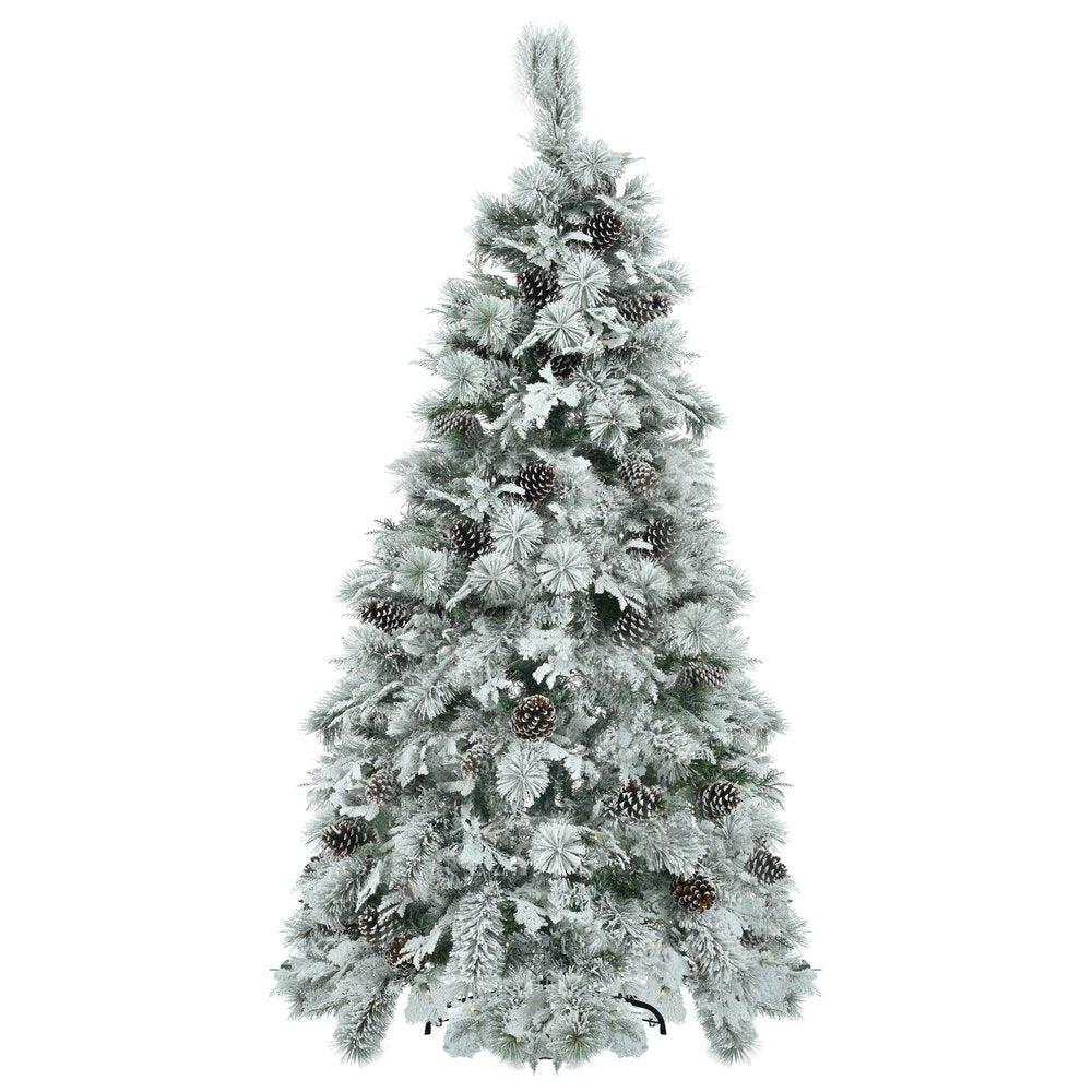 6' Pre Lit Extra Full Frosted Pine Christmas Tree With Decorations
