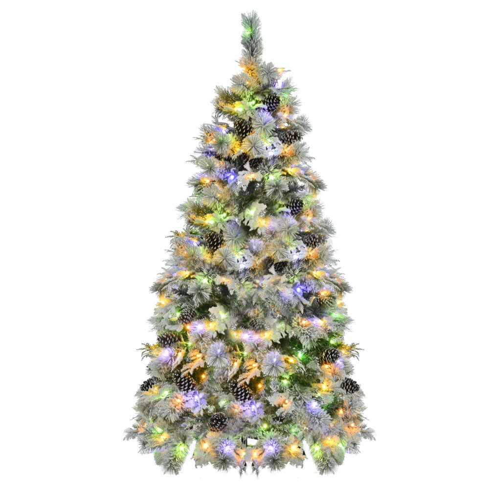6' Pre Lit Extra Full Frosted Pine Christmas Tree With Decorations