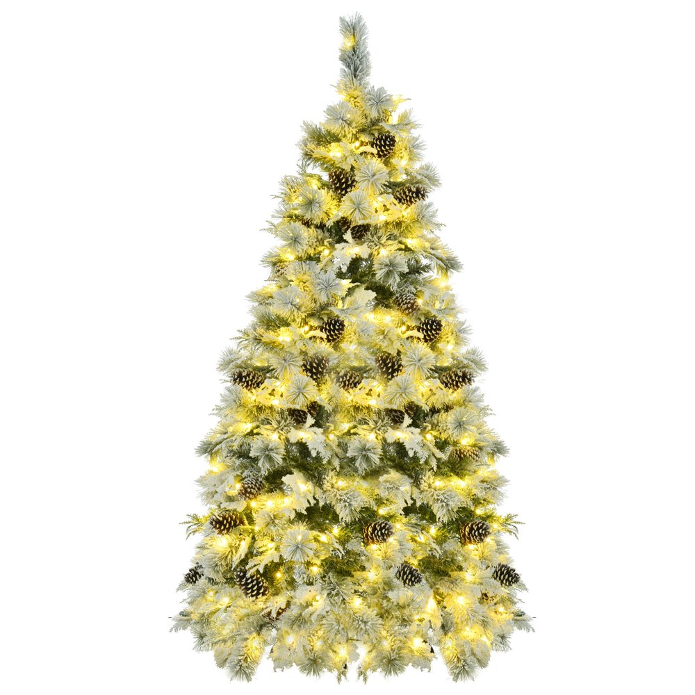 6' Pre Lit Extra Full Frosted Pine Christmas Tree With Decorations
