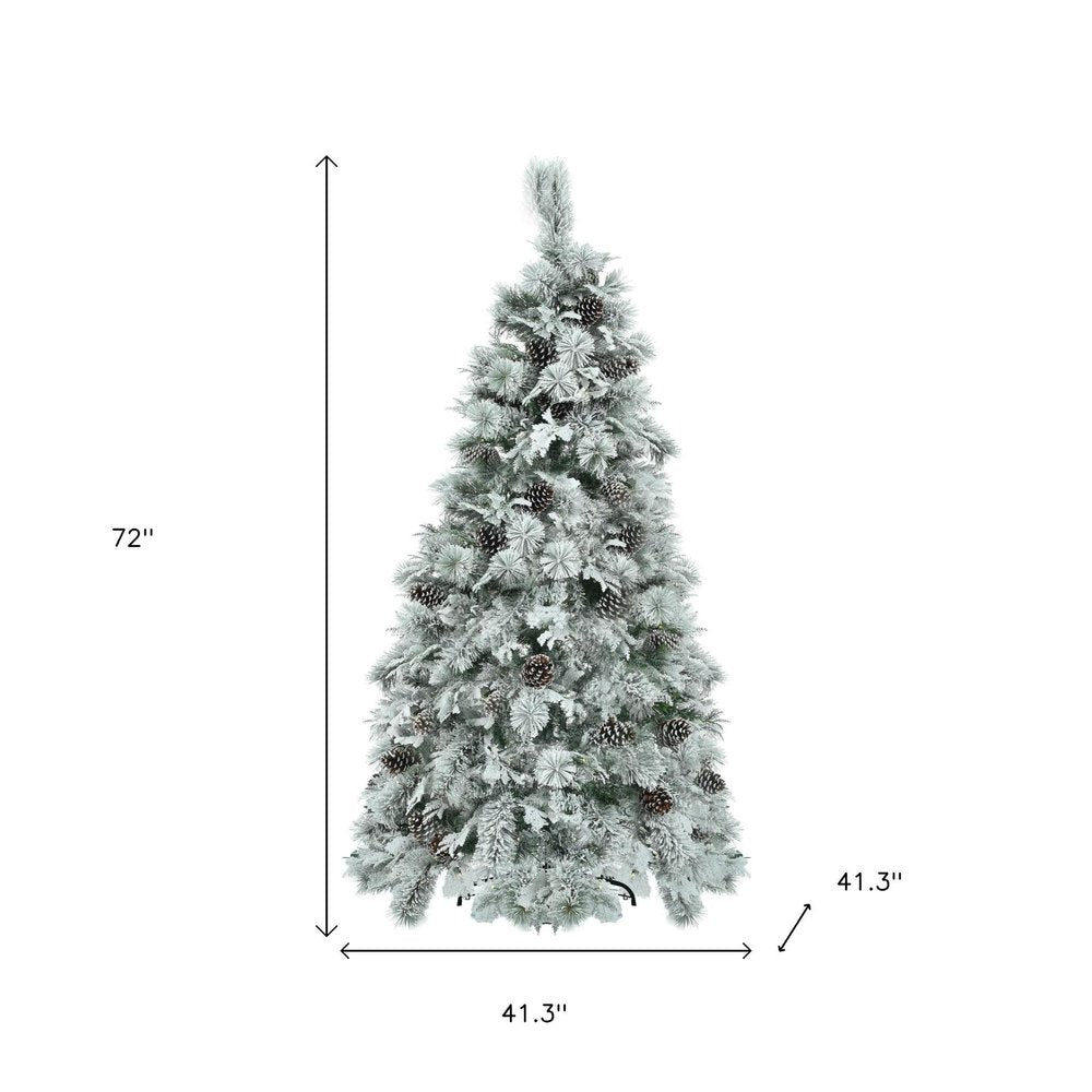 6' Pre Lit Extra Full Frosted Pine Christmas Tree With Decorations