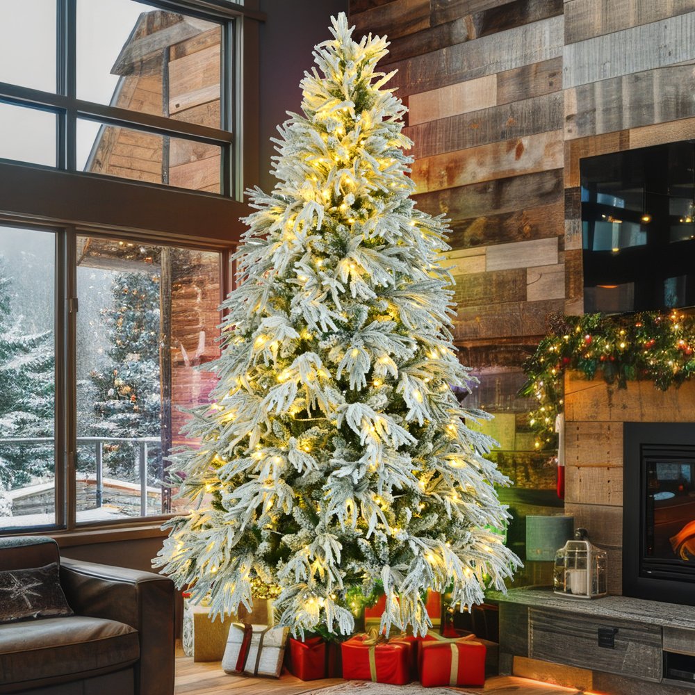 7.5' Pre Lit Extra Full Frosted Pine Christmas Tree