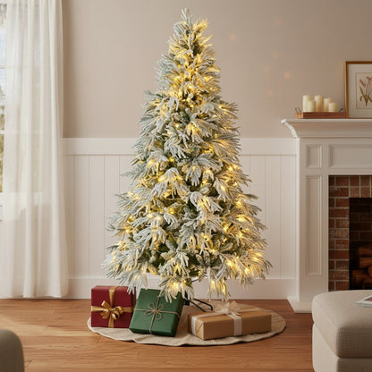 7.5' Pre Lit Extra Full Frosted Pine Christmas Tree