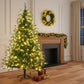 Three Piece Pre Lit Extra Full Frosted Pine Christmas Tree With Garland And Wreath Set