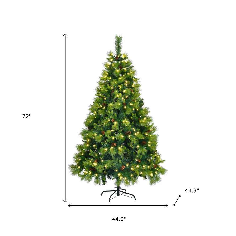 6' Pre Lit Extra Full Pine Christmas Tree With Garland And Wreath Set