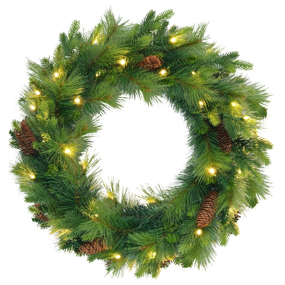 6' Pre Lit Extra Full Pine Christmas Tree With Garland And Wreath Set