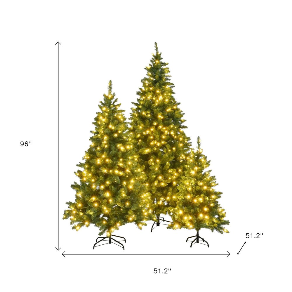 Three Piece Pre Lit Extra Full Frosted Pine Christmas Tree Set