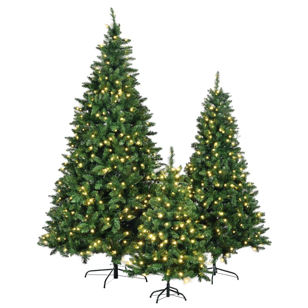 Three Piece Pre Lit Extra Full Frosted Pine Christmas Tree Set